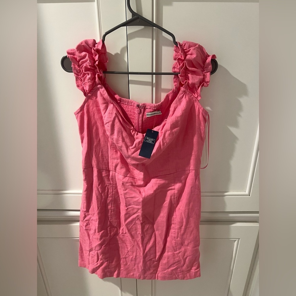 Abercrombie Pink Ruffled linen Women's dress